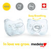 La nouvelle Sucette une pièce SILICONE SOUPLE Medela Baby est conçue pour soutenir la succion naturelle de bébé, sans BPA, légère et orthodontique. 6-18 mo Garçon
