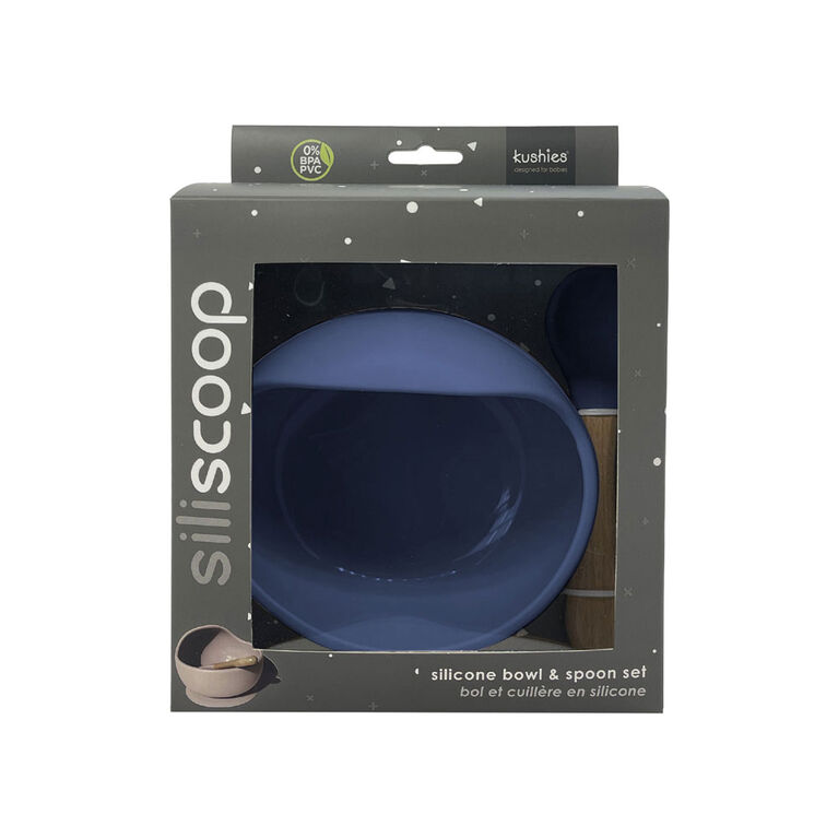 Siliscoop Bowl and Spoon - Mineral Blue