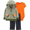 Carter's 3-Piece Fox Cardigan Set - Green, 6 Months