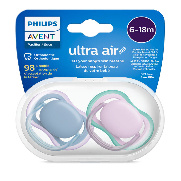 Avent Ultra Air Pacifier 6-18m hush /lilac 2pk