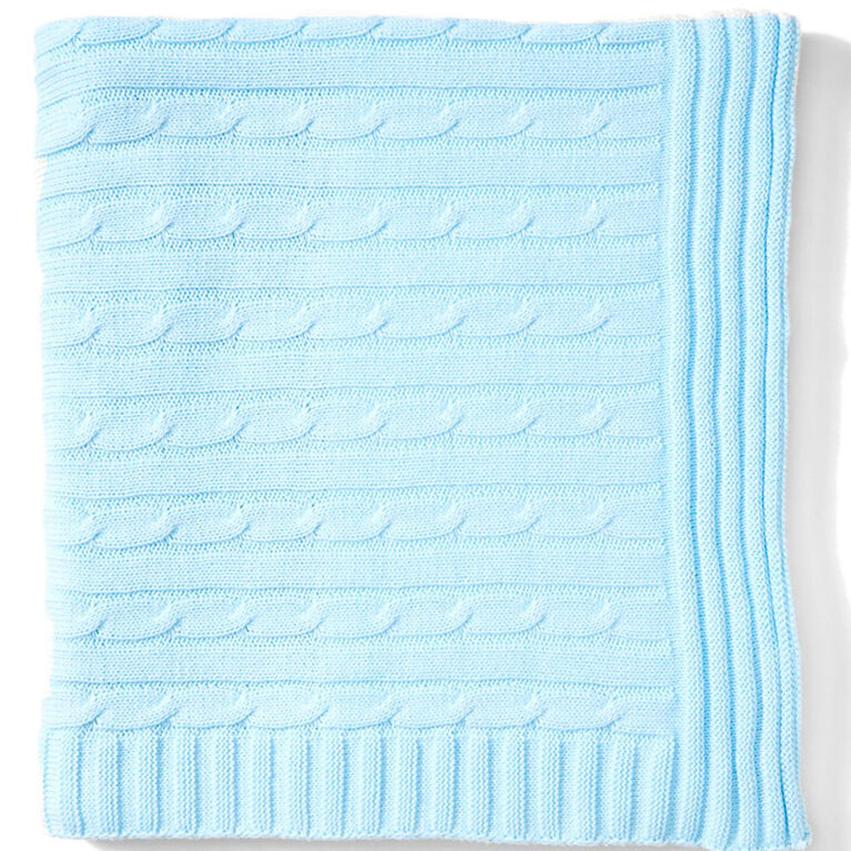 Baby Mode Signature Blue Classic Cable Knit Blanket