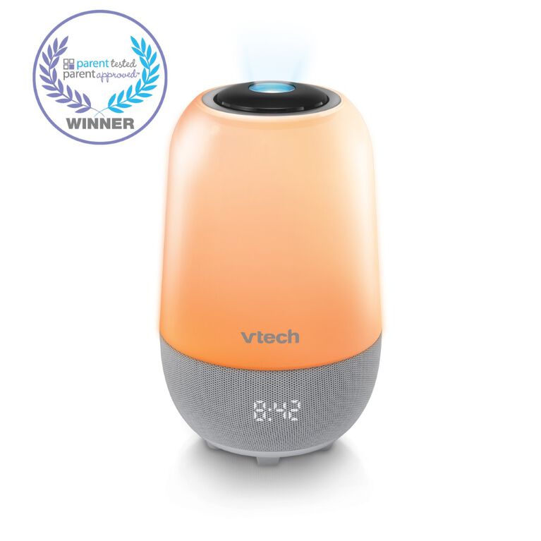 VTech BC8313 Dispositif d'entraînement au sommeil apaisant portable avec haut-parleur Bluetooth de VTech VHush Pro comprend un programme professionnel d'apprentissage du sommeil, une veilleuse colorée à une touche et un projecteur lumineux (blanc).