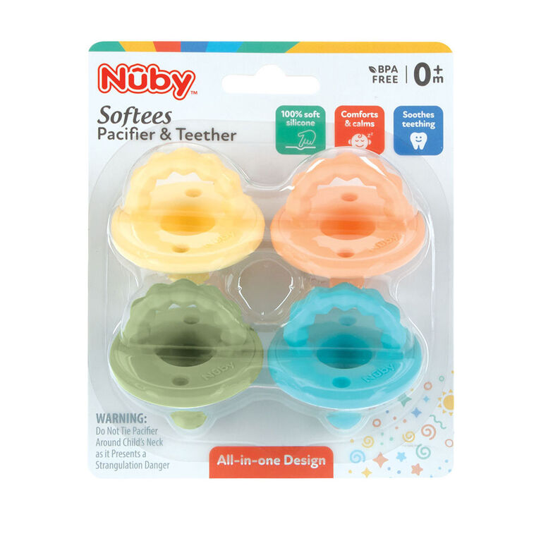Sucette et jouet de dentition Softees de Nuby, ensemble de 4