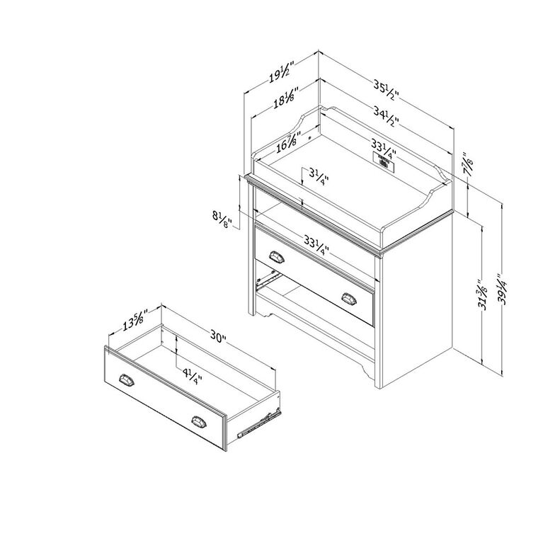 Fundy Tide Changing Table- Pure White