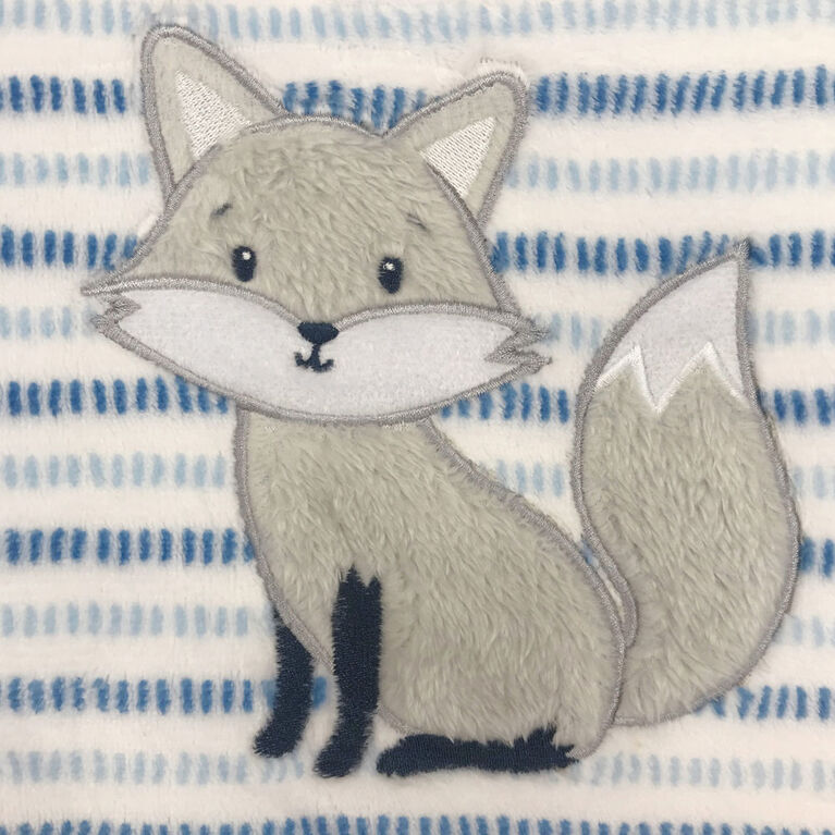 Koala Baby - Fox Blue/Grey Sherpa Applique Blanket