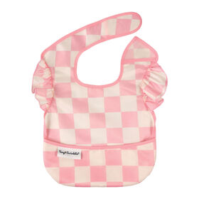 Tiny Twinkle - Mess Proof Easy Bib Ruffle - Pink Check 6-24M
