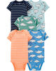 Carter's 5-Pack Animals Original Bodysuits - Blue/Green/Orange, 12 Months
