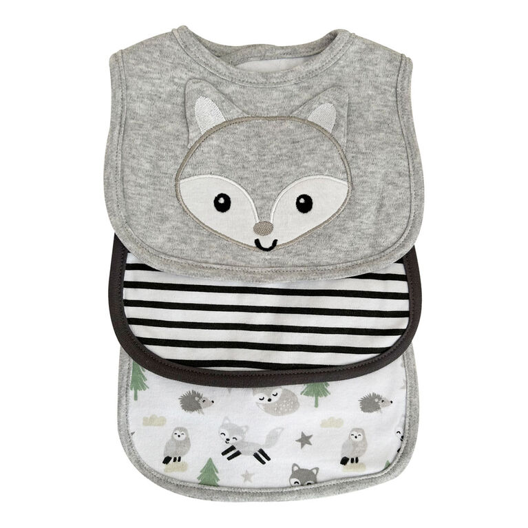 Koala Baby 3 pack Grey Fox Jersey Bib