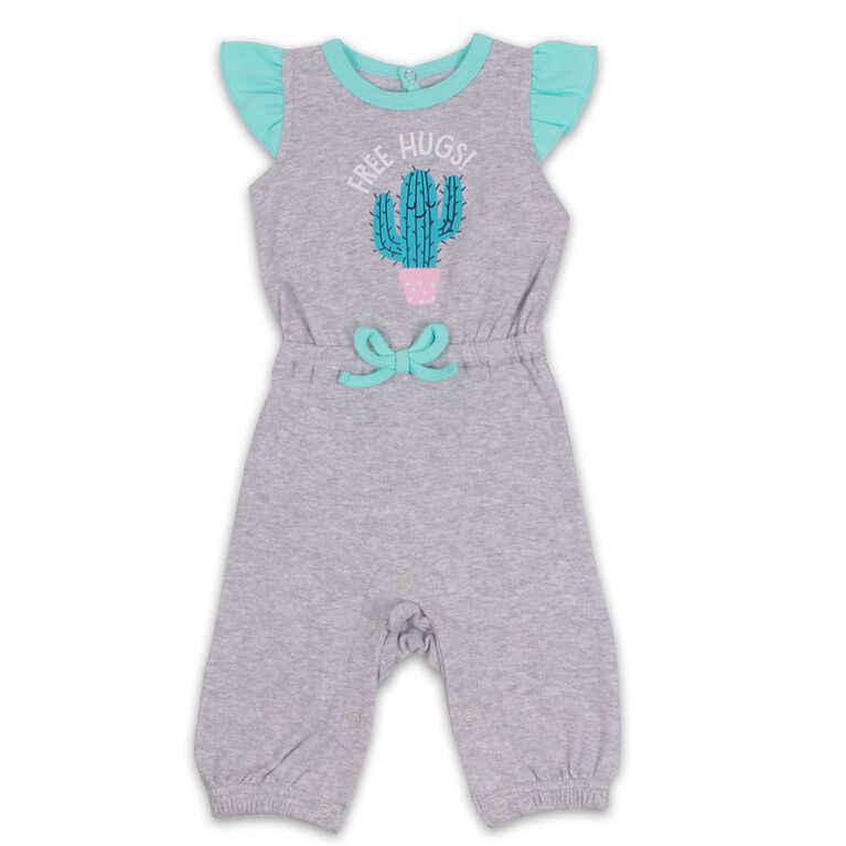 Snugabye Long Romper - Cactus - Grey, 12-18 Months