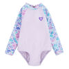 Hurley Ruffle Long Sleeve One-Piece Swimsuit - Light Lavender - Size 18M