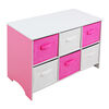 Pink/White Wood Storage Bench with bins