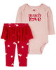 Carter's Two Piece "Much Love" Valentine's Day Top and Tutu Pants Set  Red  12M