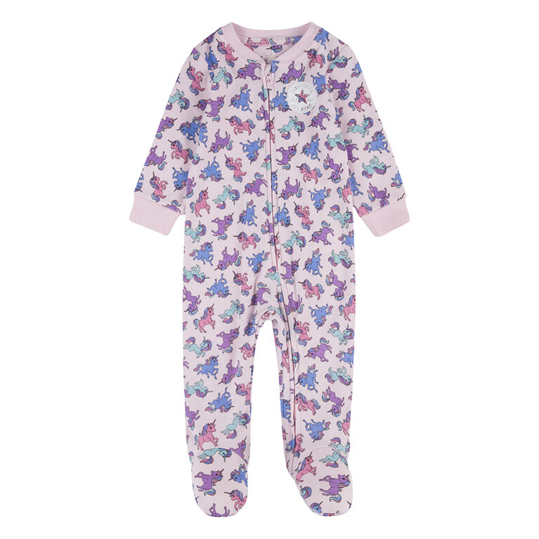 Converse Unicorn All Over Print Coverall Footed - Pink Foam - Size 9 Months