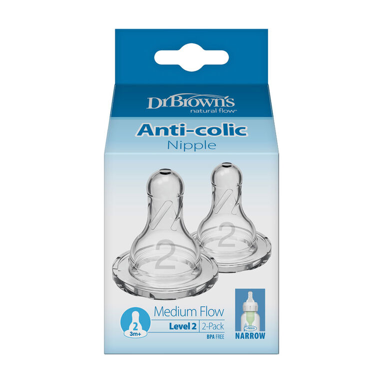 Tetine pour biberon étroite de Dr. Brown's - Niveau 2, 2 Pack