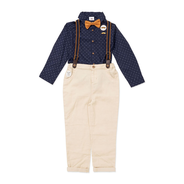 Little Gent Ensemble porte-jarretelles et nœud papillon : bleu marine, 4 ans Little Gent Ensemble porte-jarretelles et nœud papillon : bleu marine, 4 ans