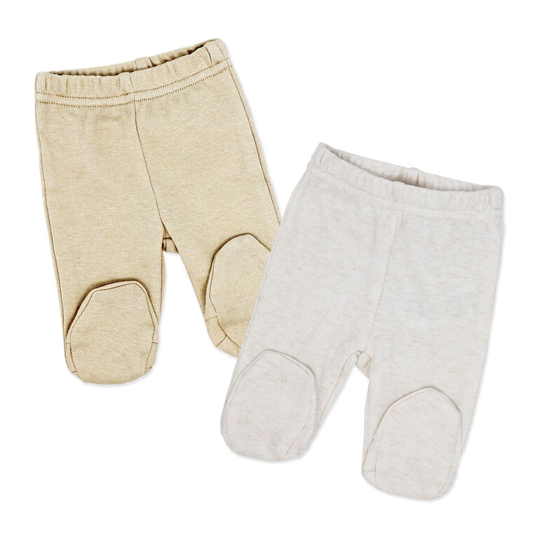 Naturelle 2 Piece Footed Pant Set: Beige