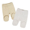 Naturelle 2 Piece Footed Pant Set: Beige