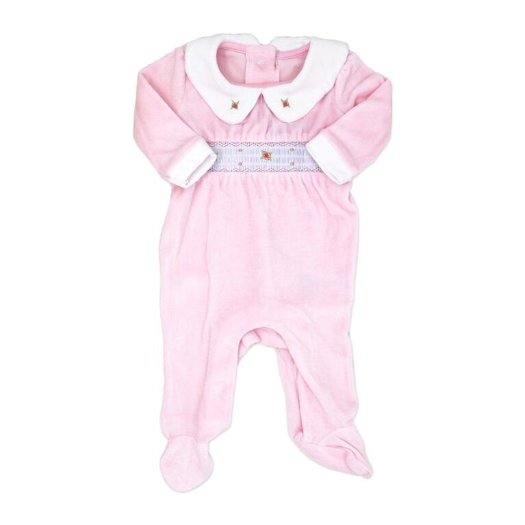 Rock a Bye Baby Pink Floral Velour Sleeper 3-6M