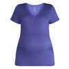 Motherhood Short Sleeve Side Ruched V-Neck Tee-Blue-L