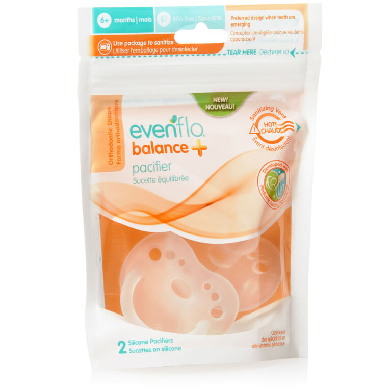 Evenflo Feeding Balance + Orthodontic Silicone Pacifier - 6 Months+, 2-pack