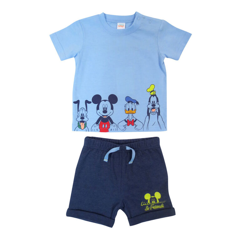 Disney Mickey Mouse ensemble Short 2 pièces - Bleu, 9 mois