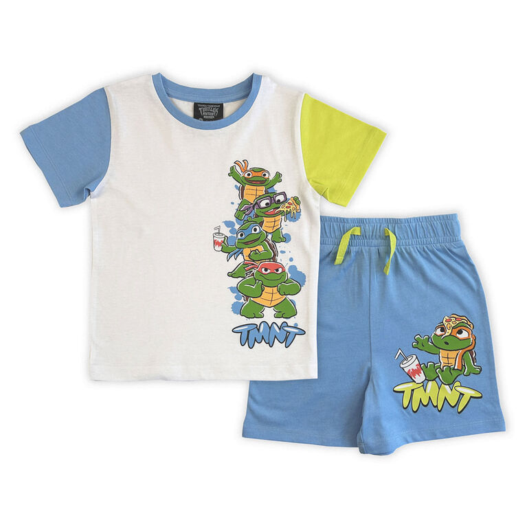 TMNT 2 Piece Tee & Short Set - White/Blue 4T