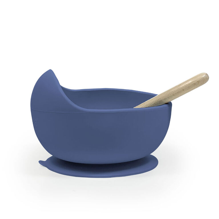 Siliscoop Bowl and Spoon - Mineral Blue