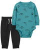 Carter's Two Piece Dinosaur Bodysuit Pant Set Turquoise  12M