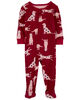 Pyjama 1 pièce à pieds en coton ajusté à imprimé de chien rouge Carter's 12M