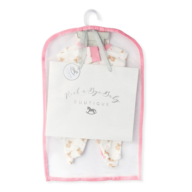 Rock a Bye Baby Boutique  - Girls Little Bear Footie 5-Piece Set - 3-6 Months