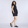 Motherhood Short Sleeve Henley Hoody-Black-L
