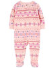 Carter's One Piece Fleece Pink Fair Isle Sleep and Play Pink  12M