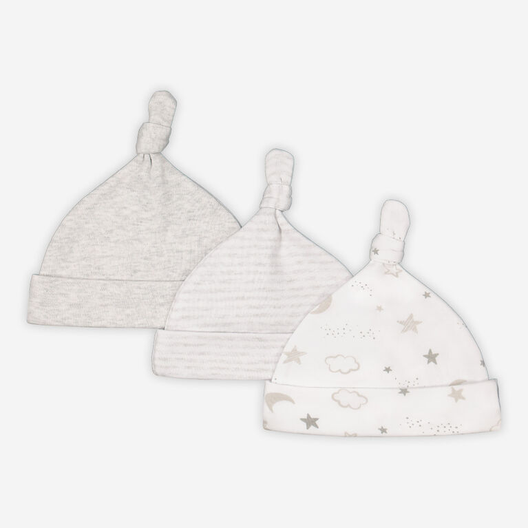Rococo 3 Pack Knotted Hat Grey  0/6M