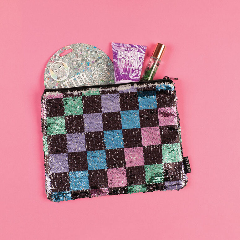 Fashion Angels Style.Lab Checkerboard Magic Sequin Pouch, Cosmetic