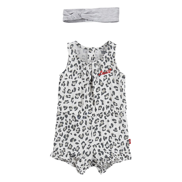 Levis Romper with Headband  - White, 9 Months