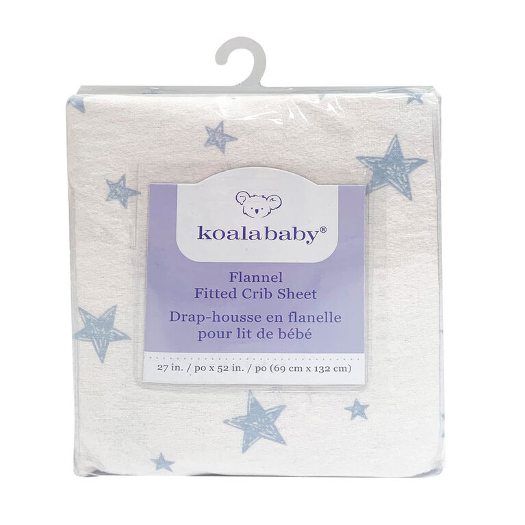 Koala Baby - Paquet de 1 drap de lit en flanelle étoiles bleues