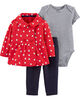 Carter’s 3-Piece Heart Cardigan Set - Red, Newborn