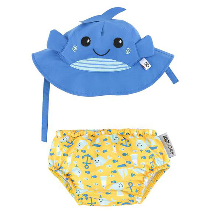 Zoocchini - Swim Diaper & Hat Set - Whale - Small