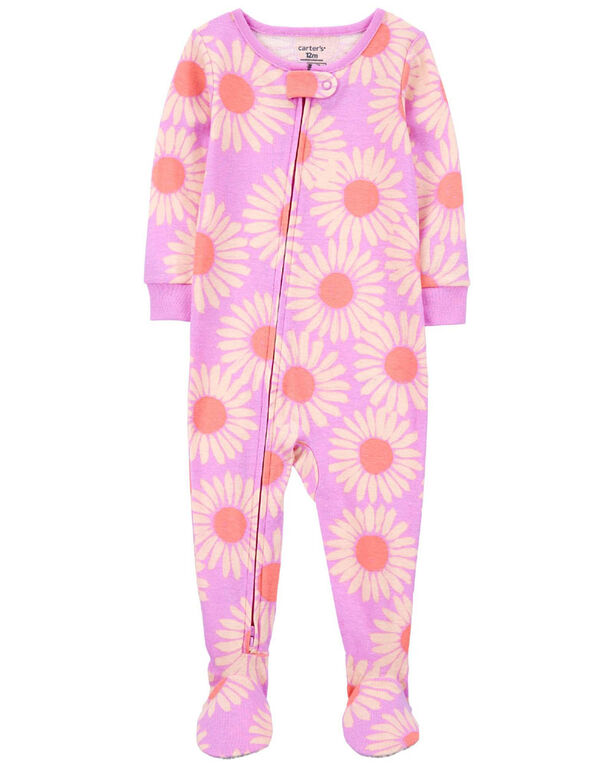 Carter's One Piece Sunflower 100% Snug Fit Cotton Footie Pajamas Purple