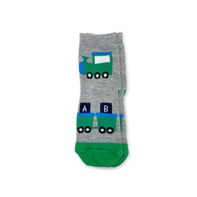 Chloe + Ethan - Toddler Socks, Grey Trains, 4T-5T