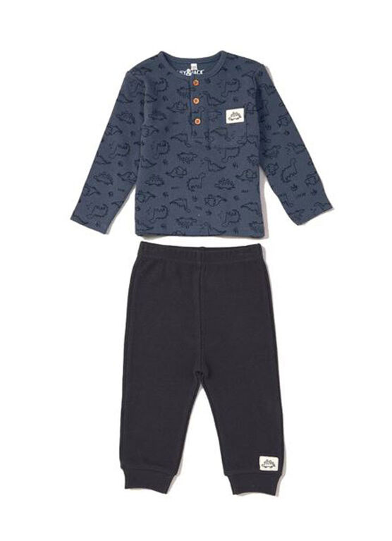 Lily & Jack Dino Waffle Pant Set-Grey