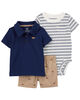 Ensemble 3 pièces Carter's petit short, Bleu marine