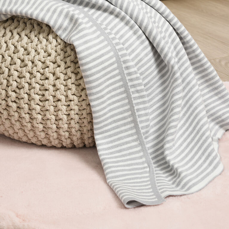 Baby's First by Nemcor Cotton Knit Baby Blanket, Stripe
