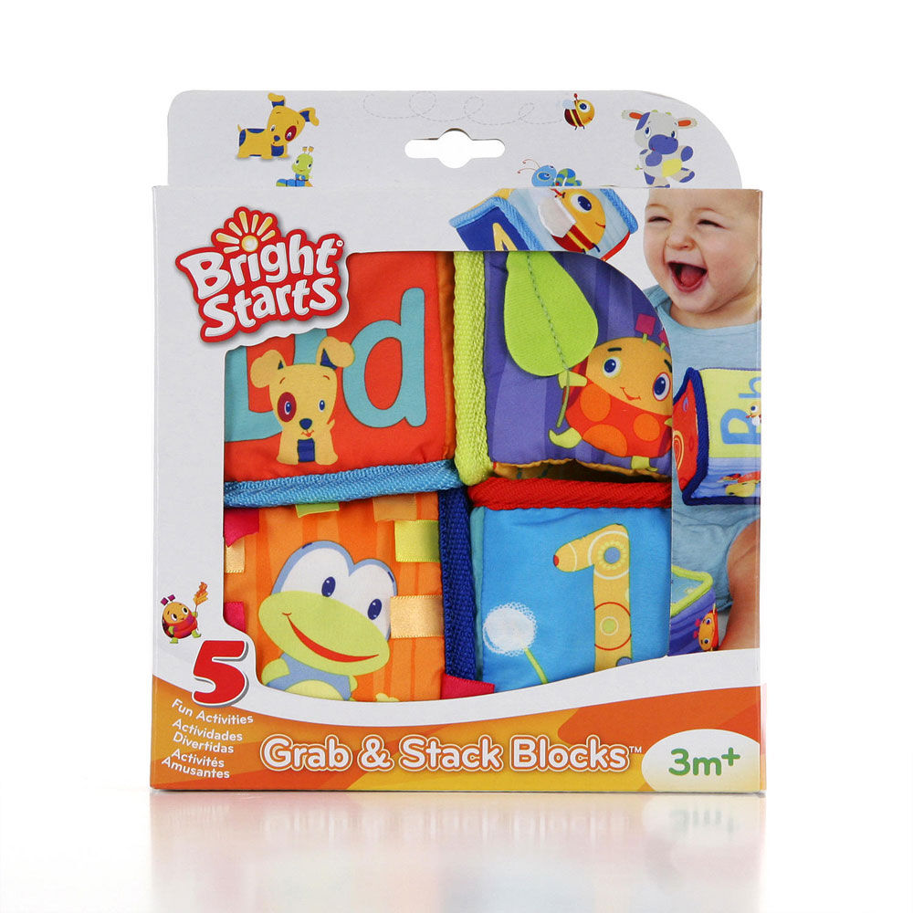 Bright starts grab new arrivals and stack block toy