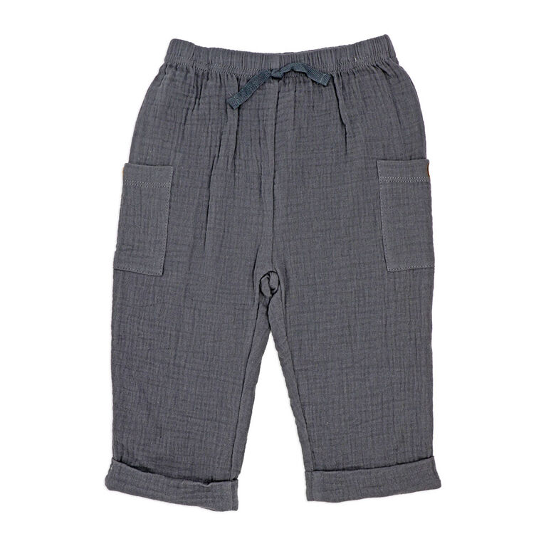 Baby Mode  2 Piece Gauze Pant Set: Beige Plaid