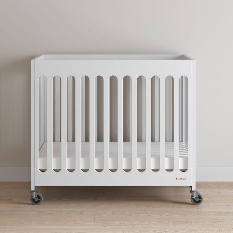 Mini Compact Crib with Mattress, White