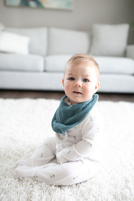 Muslin Bandana Bibs with Teether Blue 2 Pack