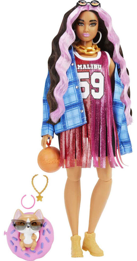 Barbie Extra Doll 13 in Basketball Jersey Dress and Accessories with Pet Corgi Toys R Us Canada