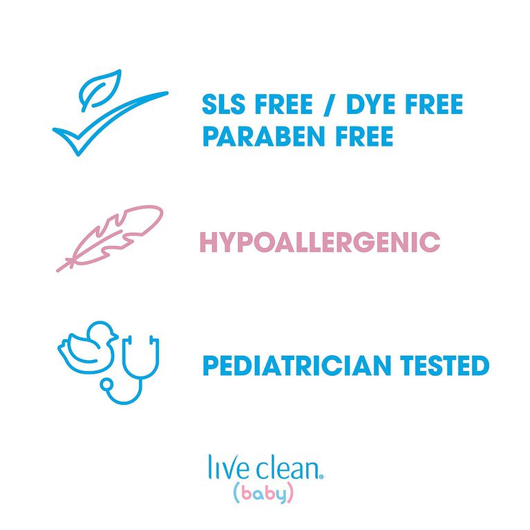 Live Clean Baby - Shampooing et savon sans larmes pour bébé.