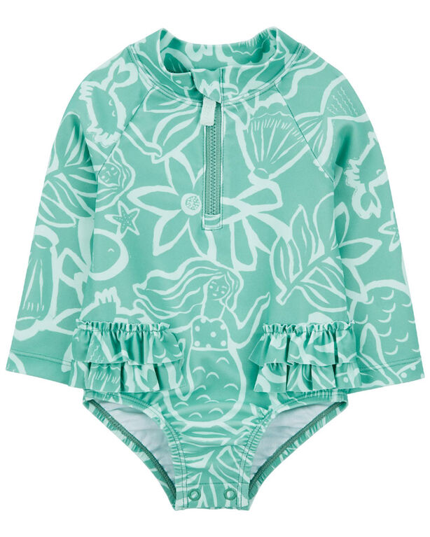 Carter's One Piece Rashguard Swimsuit Green 12M